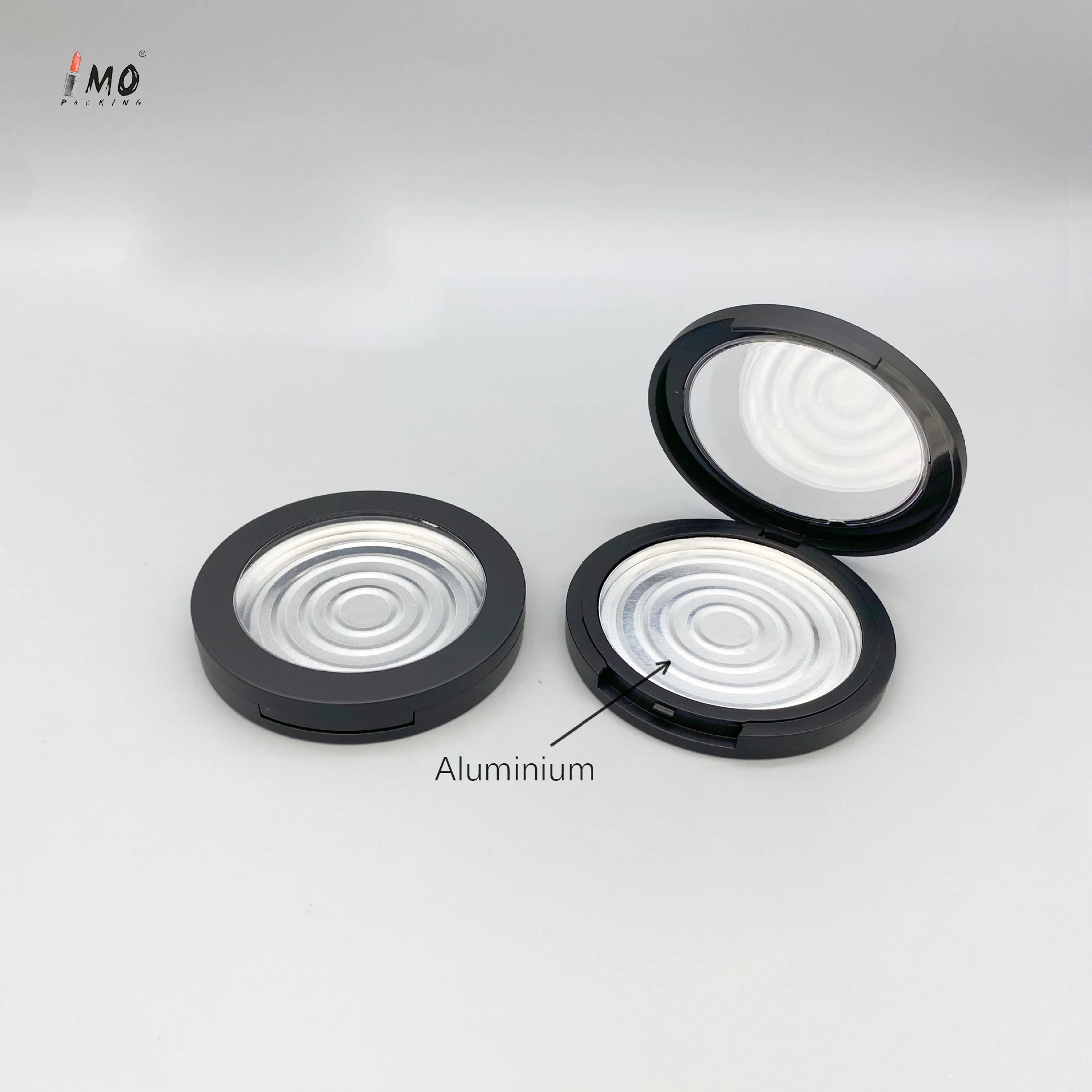 59mm black round shape loose powder case container packaging empty compact powder case