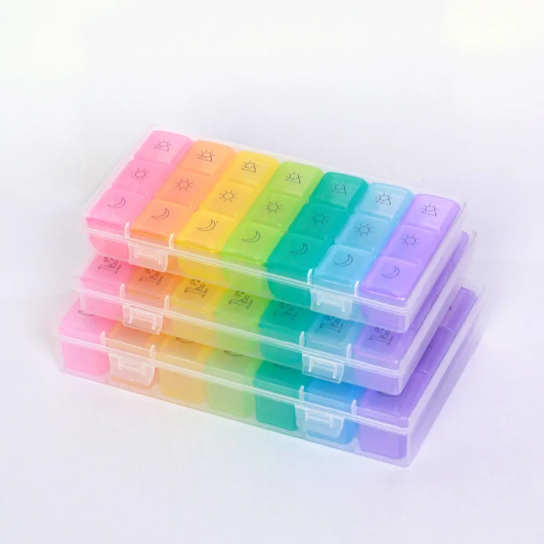 Factory sale 7 grid seven days pill storage cases plastic box portable travel kit for travel 7 compartments sealed Pill Box