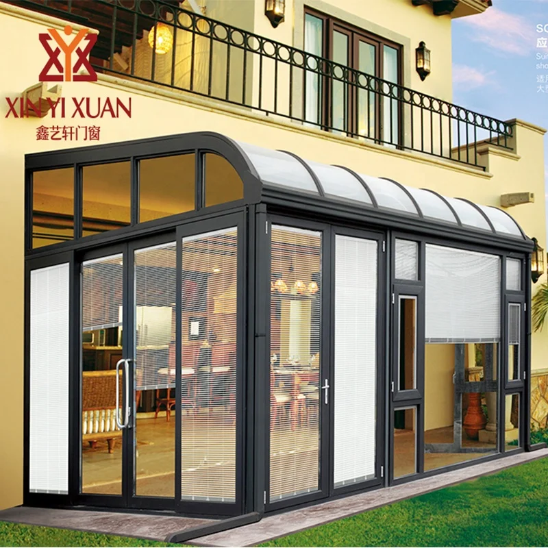 
New design china product outdoor glass room Aluminium greenhouse with glass cover bear glass solarium sunroom for sale 