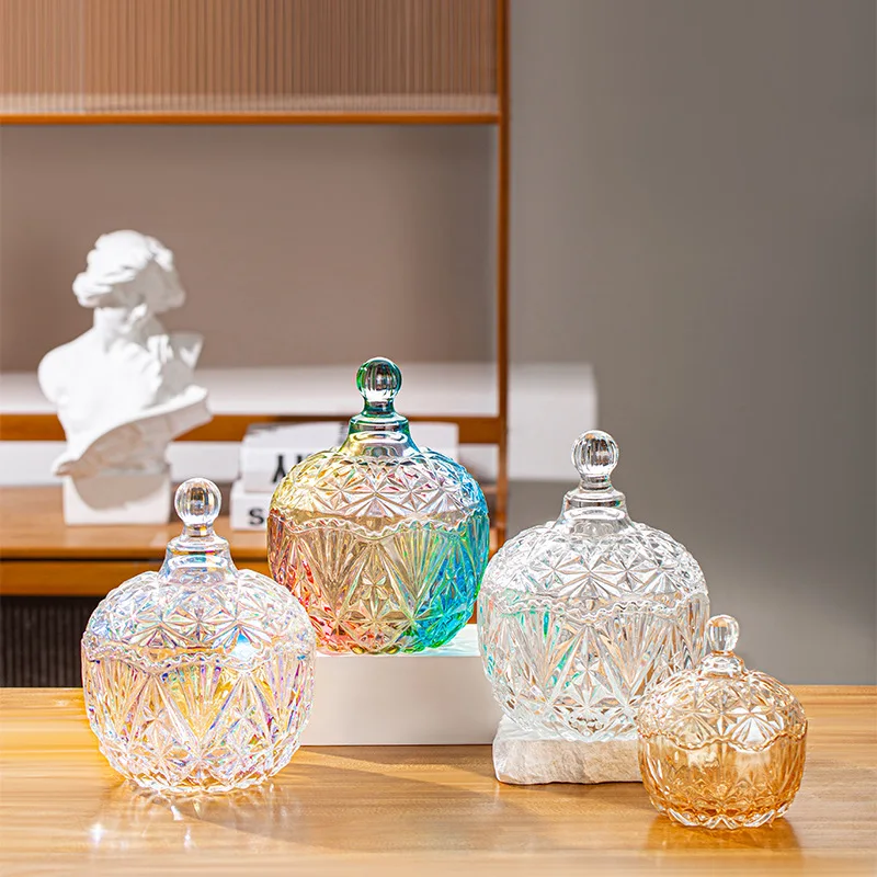 Clear Glass Candy Jar with Crystal Lid for Christmas Wedding Food Storage for Candies Jars