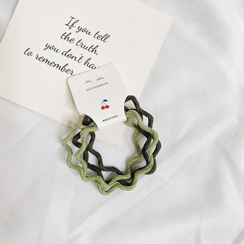 MIO Korean Hair Tie Cute Wavy Soft Colorful Baby Black Hair Ties Custom Elastic Band Rubber Bands Fabric Hair Accessories