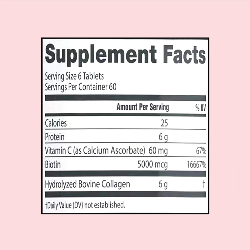 OEM ODM Super Collagen Tablets Hydrolyzed Bovine Vitamin C Biotin Supplement for Hair Skin Nails