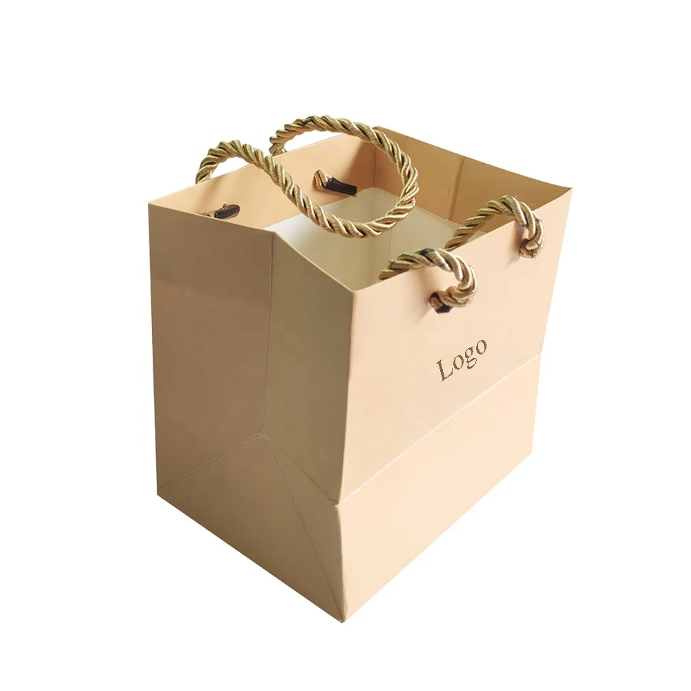 Custom cute packaging paper gift bag recyclable kraft shopping paper bag