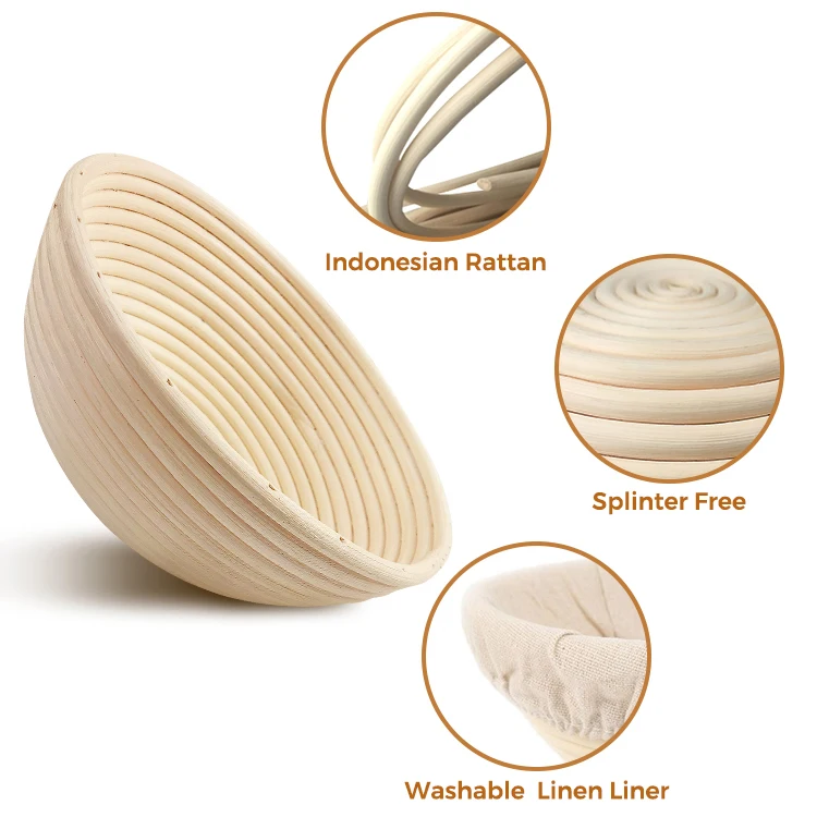 baking pastry tool dough sourdough 9 inch round leavening bread benneton brotform natural rattant proofing basket