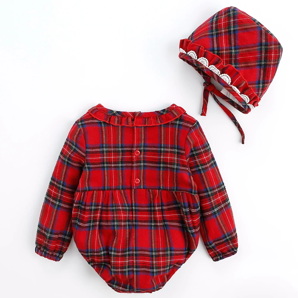 
Shijun Red Tartan Christmas Baby Romper Lace Soft Baby Rompers 