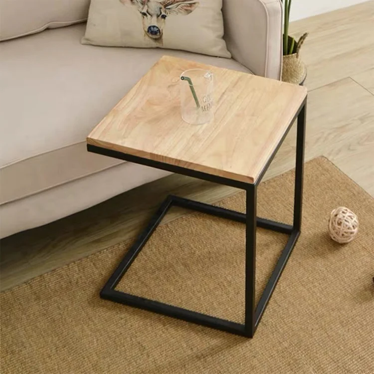 Modern Multi-Functional Furniture Small Computer Table Living Room Sofa Side Table Steel Wood C Shape Coffee Table Design