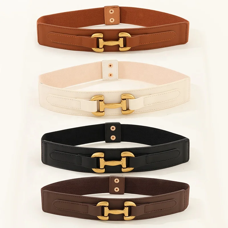 Special offer fashion metal H buckle pu leather belt waistband  elastic decoration dress Korean version versatile waist belt