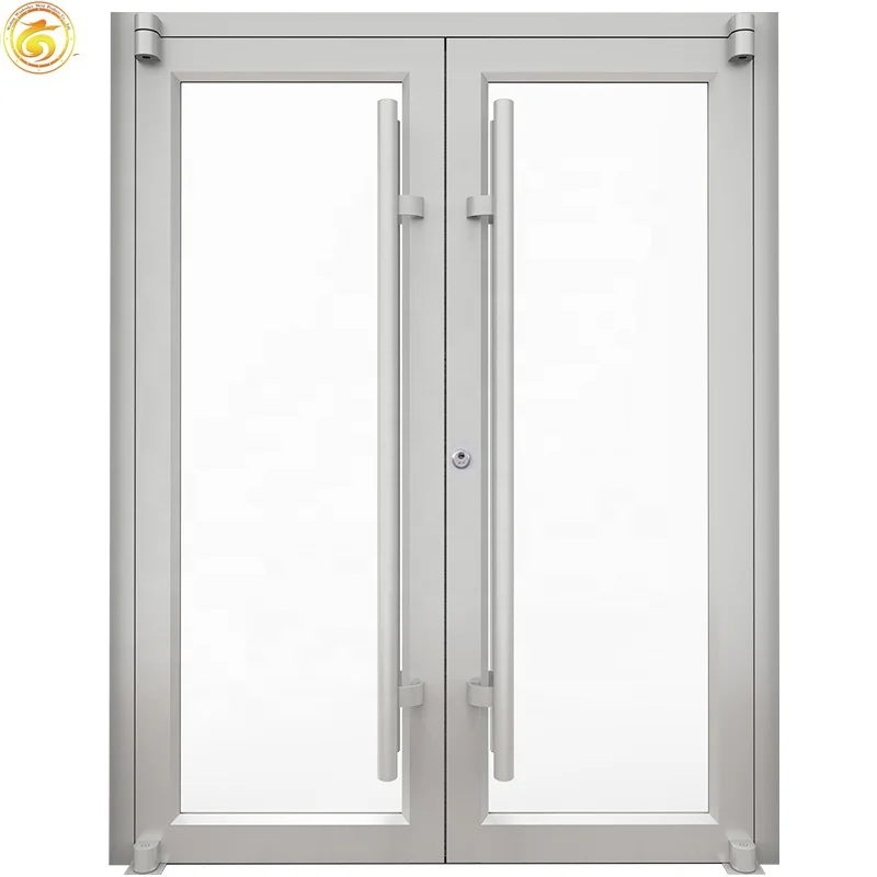 Aluminum alloy door Entry Double opening storefront  door Double tempered glass anti-theft KFC door commercial