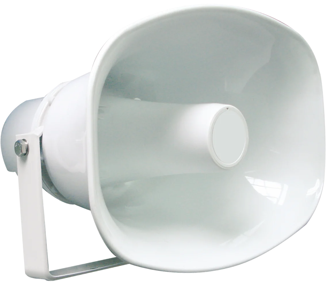 Wireless TCP/IP network PA system 30W active white horn speaker with built-in amplifier waterproof functional for outdoor