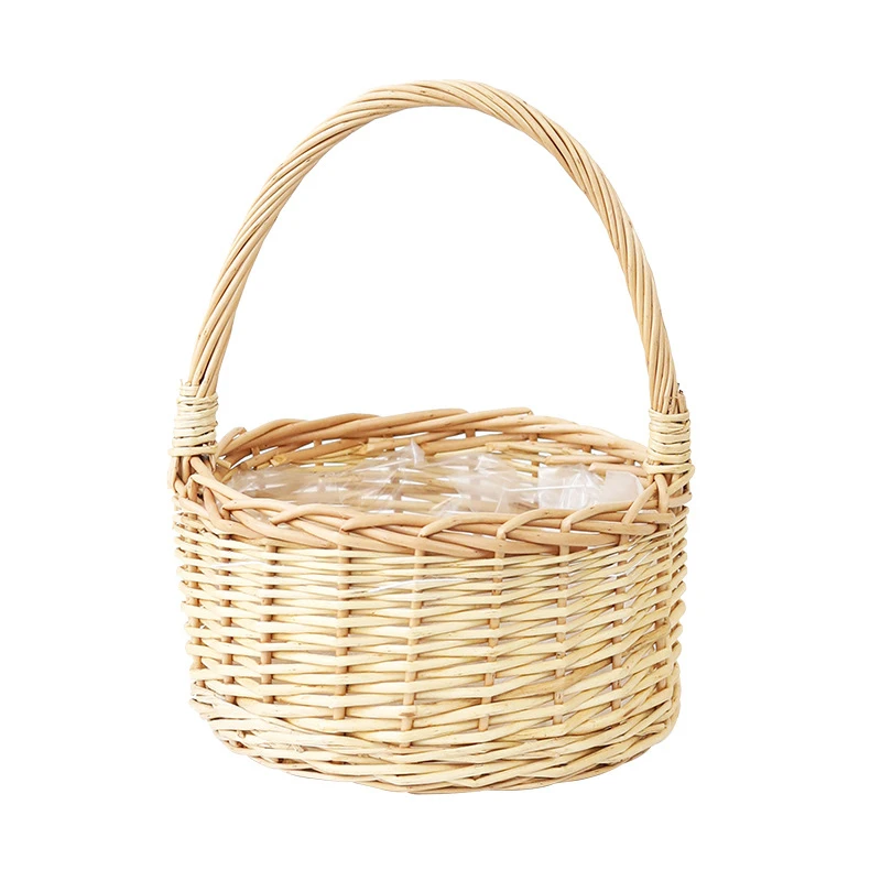 Handmade woven willow wicker and woodchip basket decorative gift baskets hamper with handle