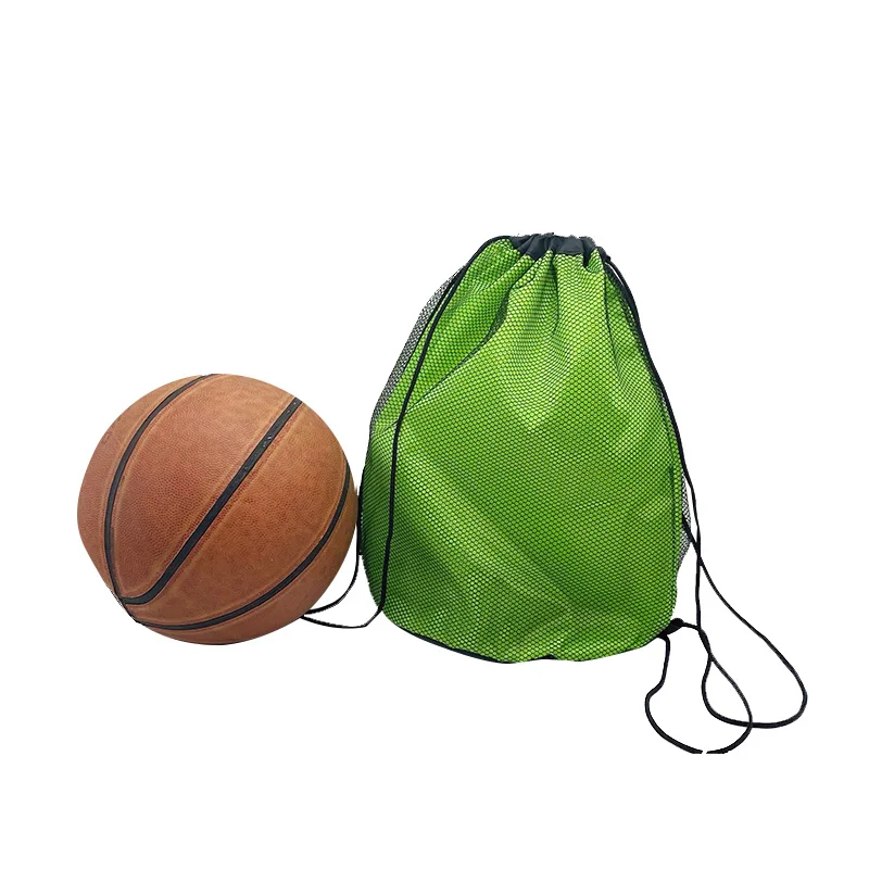 New design custom promotional advertising basketball bag training 2 layers polyester mesh round bottom drawstring sack pack