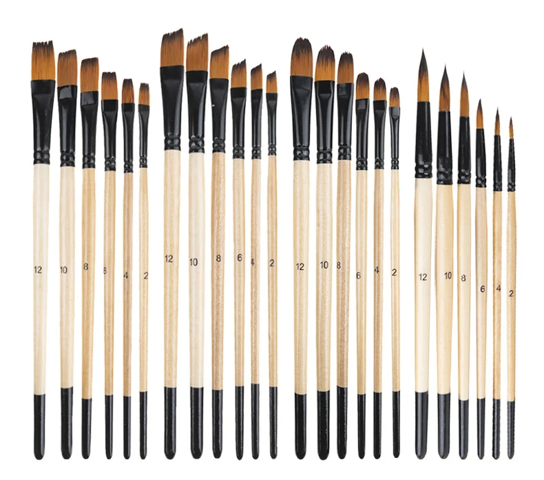 Professional 6 Pcs Nylon Hair Watercolor Oil And Acrylic Painting Professional Artist Brush Set For Artistic Drawing