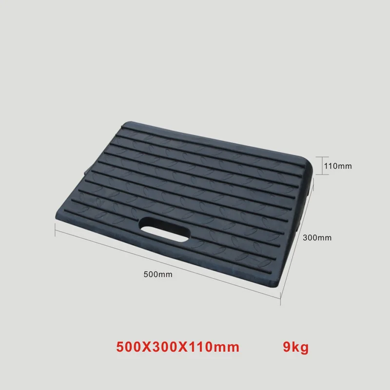 50*30*11cm9kg Accessible Rolled Edge Rubber Driveway Curb Ramp Roadway Product with Tire Chocks Wheel Stoppers Car Slope