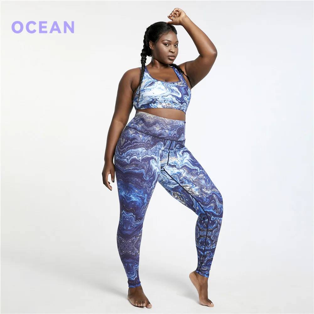 Sky printing on S-5XL plus size lady yoga wrokout clothing sports appearal with customized logo factory price