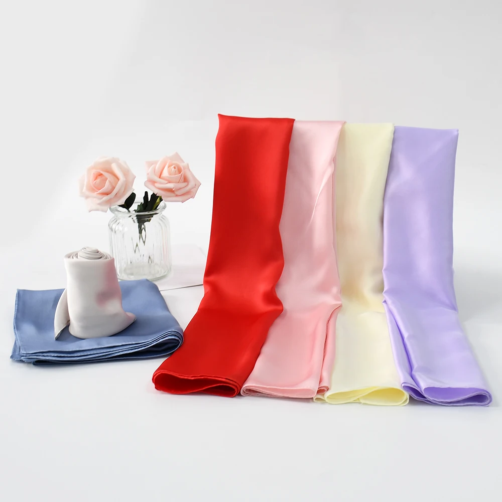 Заводской шарф из искусственного шелка, Женский уличный однотонный роскошный шейный шарф с принтом, шарф-повязка на голову, уличный маленький платок, мягкая накидка