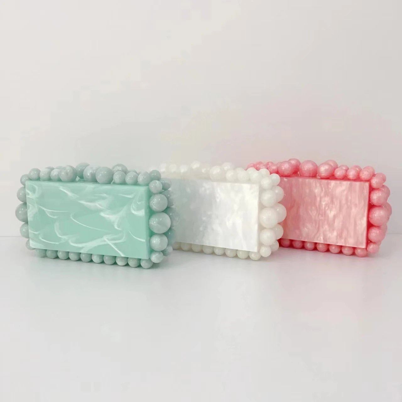 Acrylic bead handbag single shoulder bag marble party bag  fascinating  stone clutch bag