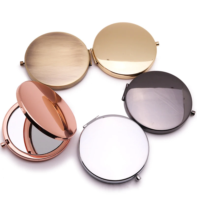Индивидуальные дорожные портативные круглые складные карманные зеркала с логотипом, косметические зеркала для макияжа, маленькое зеркало