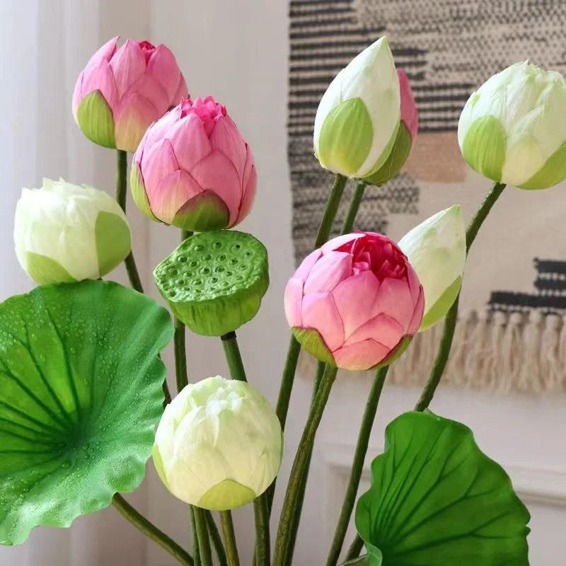 Lotus simulation flower hand feeling lotus leaf pu lotus flower  ornaments pool decoration scenic shooting props