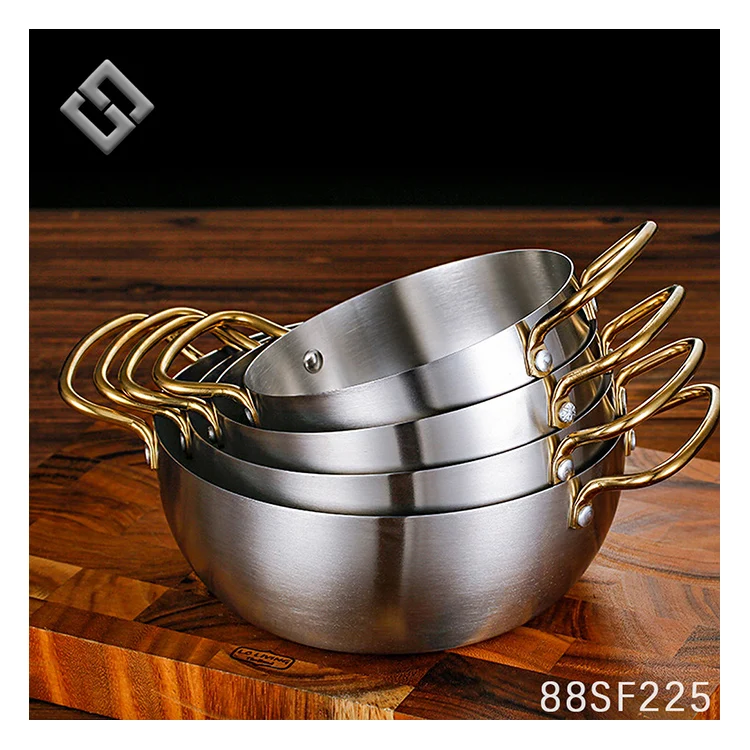 Korean Restaurant Kitchen Cookware Stainless Steel Soup Pot Mini Hot Pot Wholesale Cooking Pots