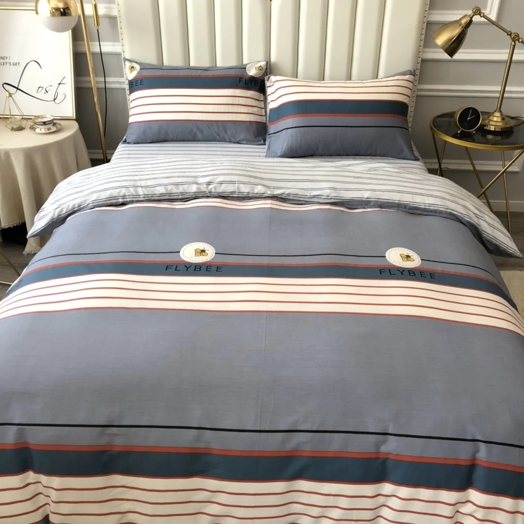 Chinese made cotton bedding set large bedspread sheet set luxurious small bee pattern bedding