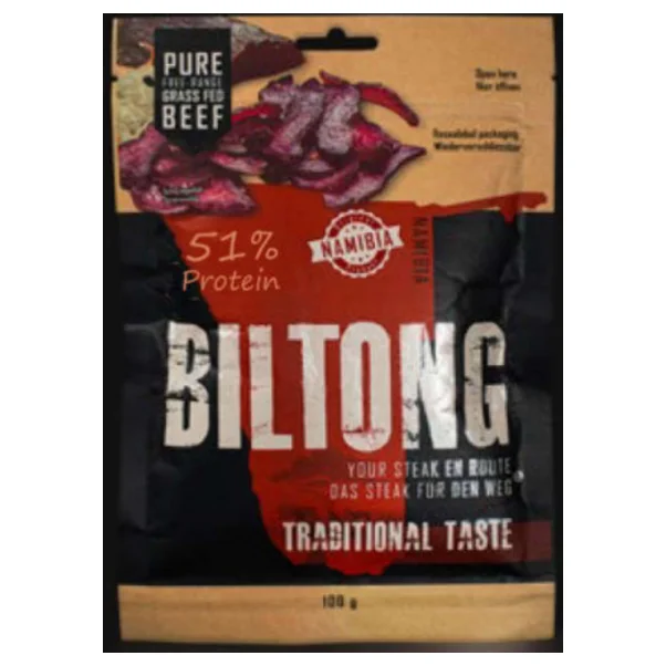 Лидер продаж, Biltong, сделанный в Намибии, говядина свободного выгула, 100 г соленой мясной закуски с сертификатом IFS-Брокер