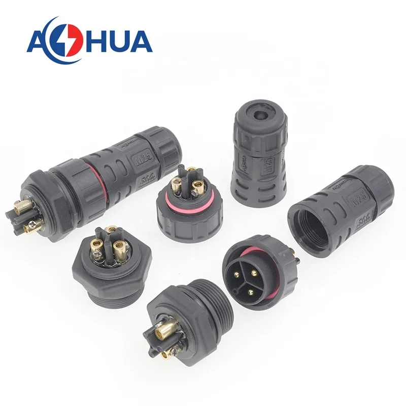 AOHUA M25 ip68 Водонепроницаемый силовой кабель панель монтажный Разъем 3-контактный штекер и розетка для
