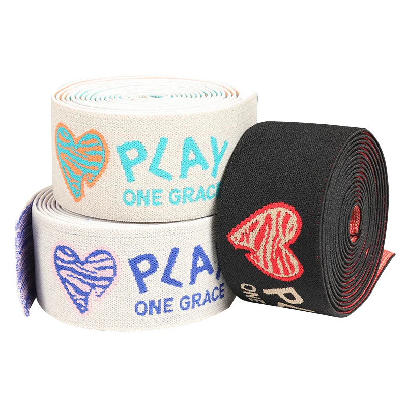 Custom polyester jacquard elastic band letter waistband with wide elastic band for women skirt and aerobics