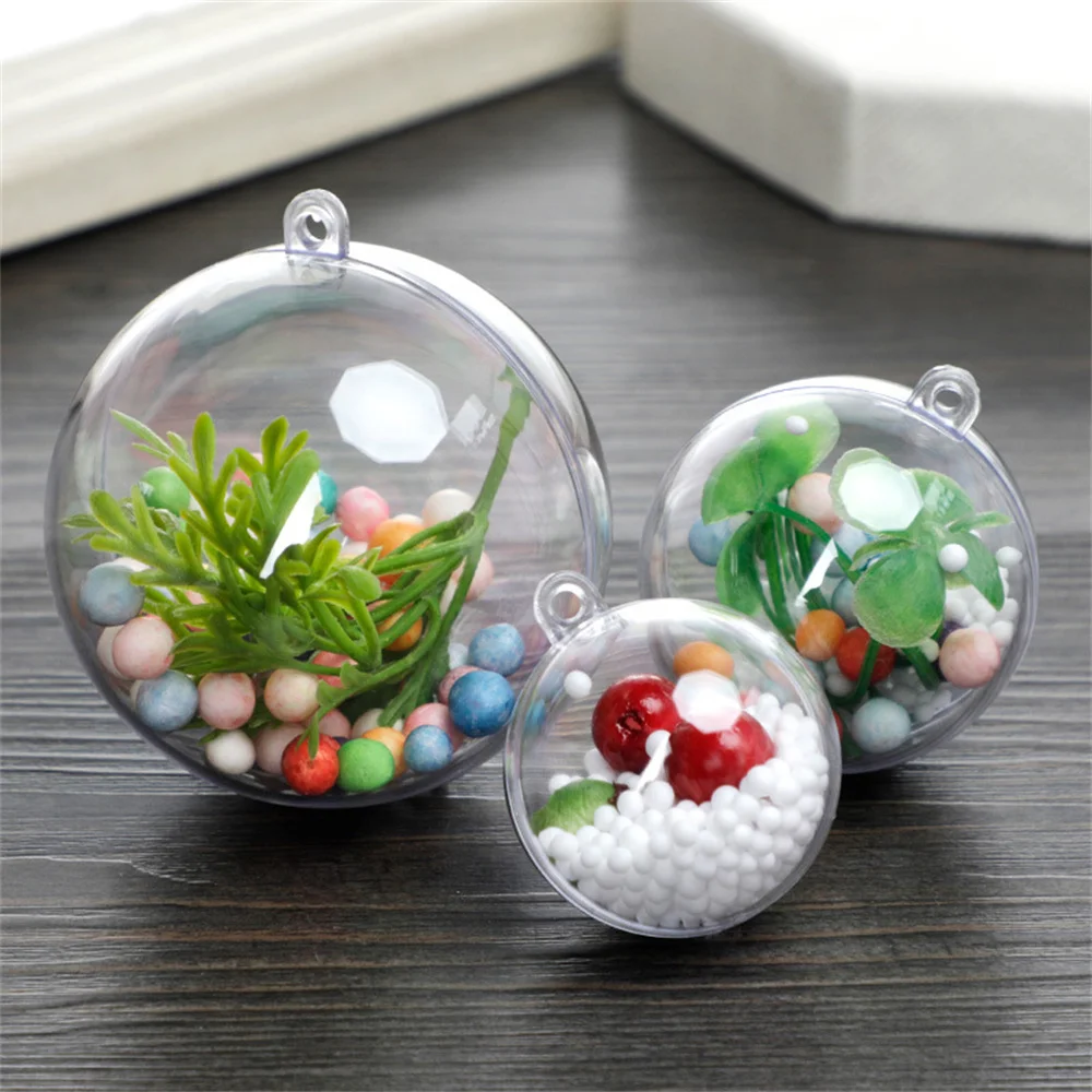 Openable Hanging Hollow Clear Plastic christmas ornament balls, transparent christmas ball, transparent 8cm christmas glass ball