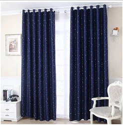 Hot Sale Blackout Curtain High Shading Curtain, Star Pattern Silver Hot Stamping Print Curtain