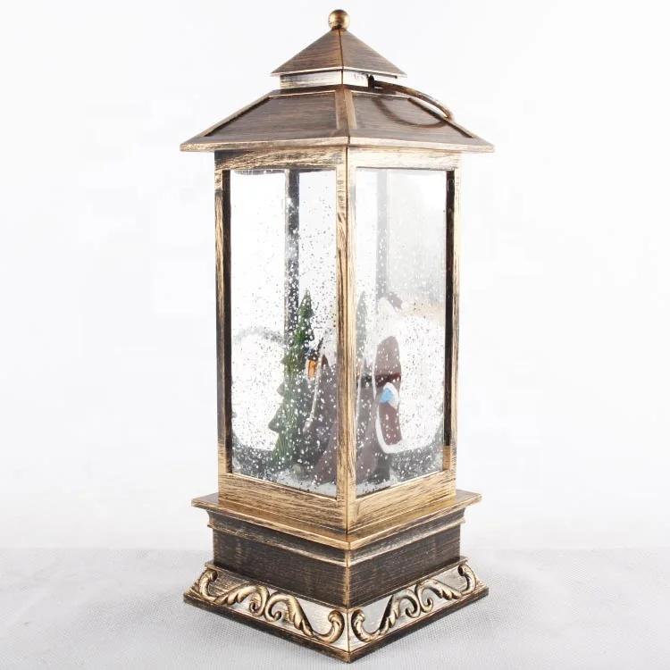 Hot sale led acrylic lights decoration lantern christmas ornaments with winter scene inside