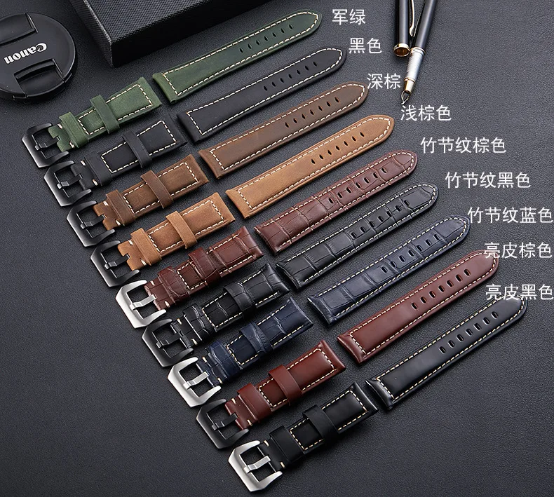 20 22 24 26mm Watch Accessory Suitable for Samsung leather watchband sports men hand made watch band