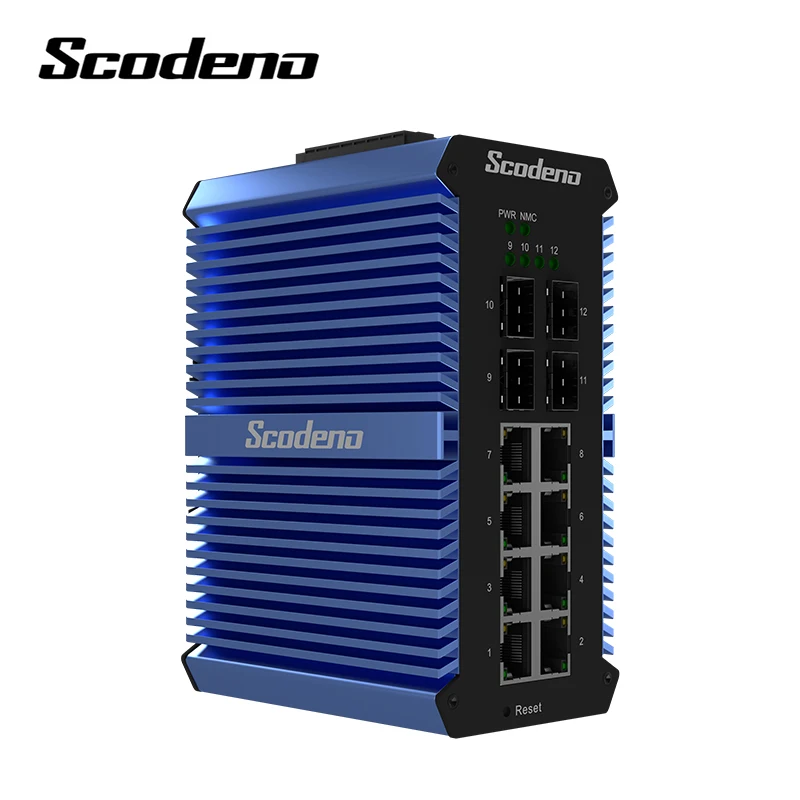  Управление IP50 10/100/1000 м 4 SFP + 8 портов RJ45 гигабитный конвертер Промышленный Коммутатор