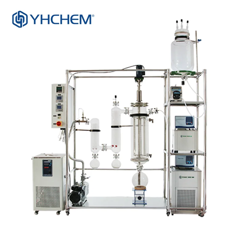 5~100L laboratory and pilot scale thin film evaporator, glass thin film evaporator with reflux control device