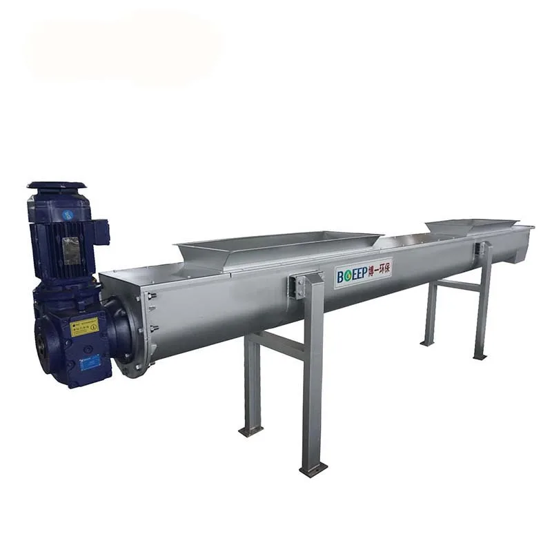 Shaftless stainless steel Sludge Cake inclined screw conveyor system for waste water treatment plant