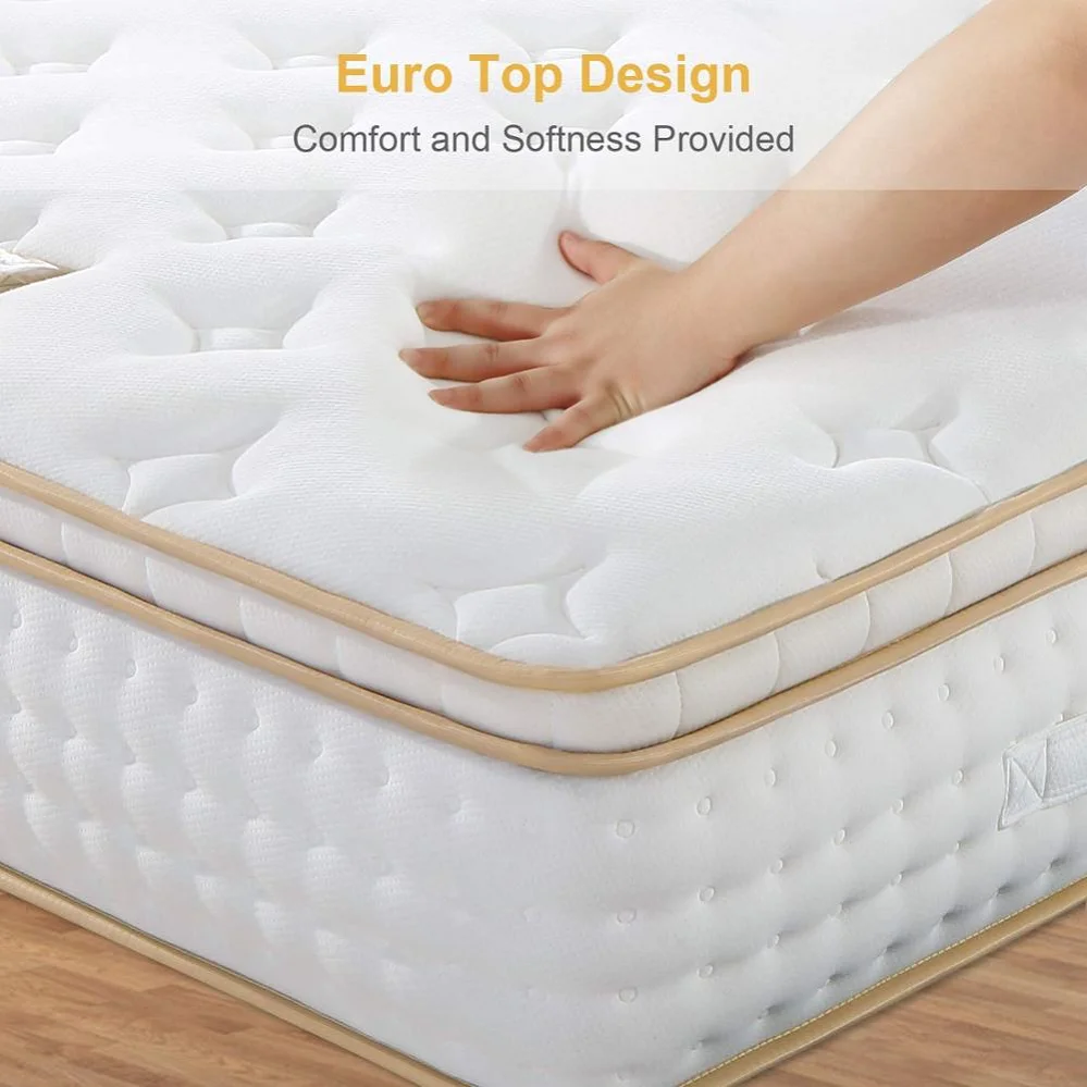 Euro Top Fireproof UK Bed Mattress Queen King Size Fabric Latex Memory Foam Hotel Roll Up Bonnell Spring Mattress In A Box