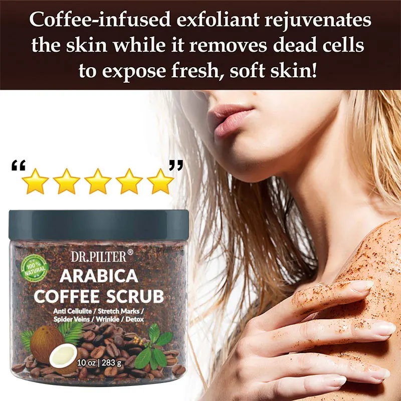Private label wholesale coffee scrub cellulite natural exfoliating  coffee body scrubs coffee scrub