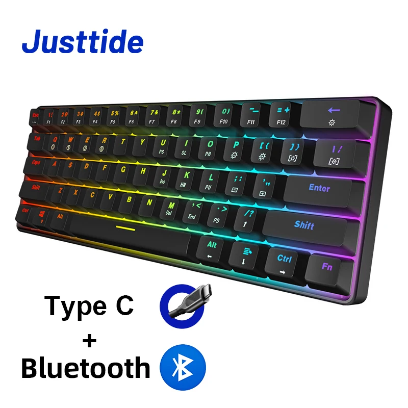 Professional Keyboard Manufacturer Custom wireless 61 key keycaps Bluetooth Black White Type-C rgb mechanical keyboard gaming