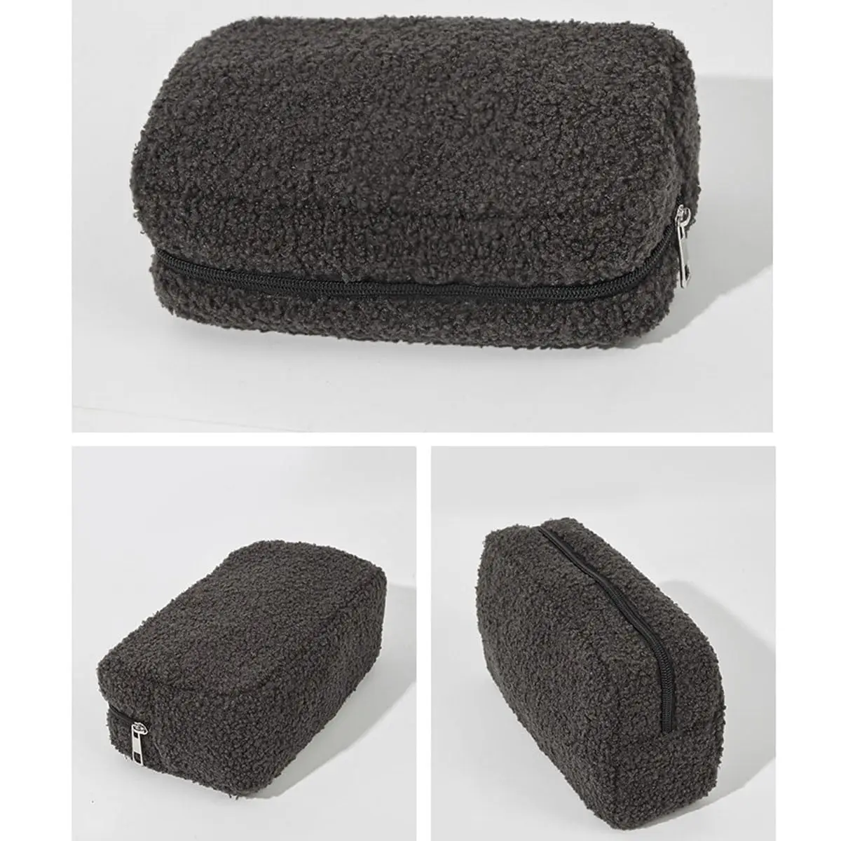 Cubic Teddy Velvet Makeup Bag Beauty and Skincare Product Storage Bag Travel Storage Portable Cosmetic bag
