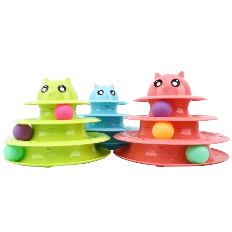 Высококачественная пластиковая игрушечная Вертушка для кошек игрушка трехслойная