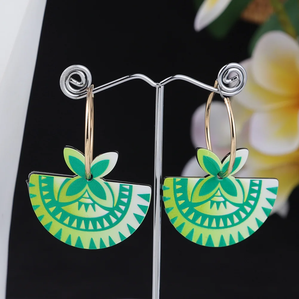 SophiaXuan Yiwu junjian New Arrival Fashion  Acrylic Jewelry Wholesale Polynesian Hawaiian Tribal Earrings
