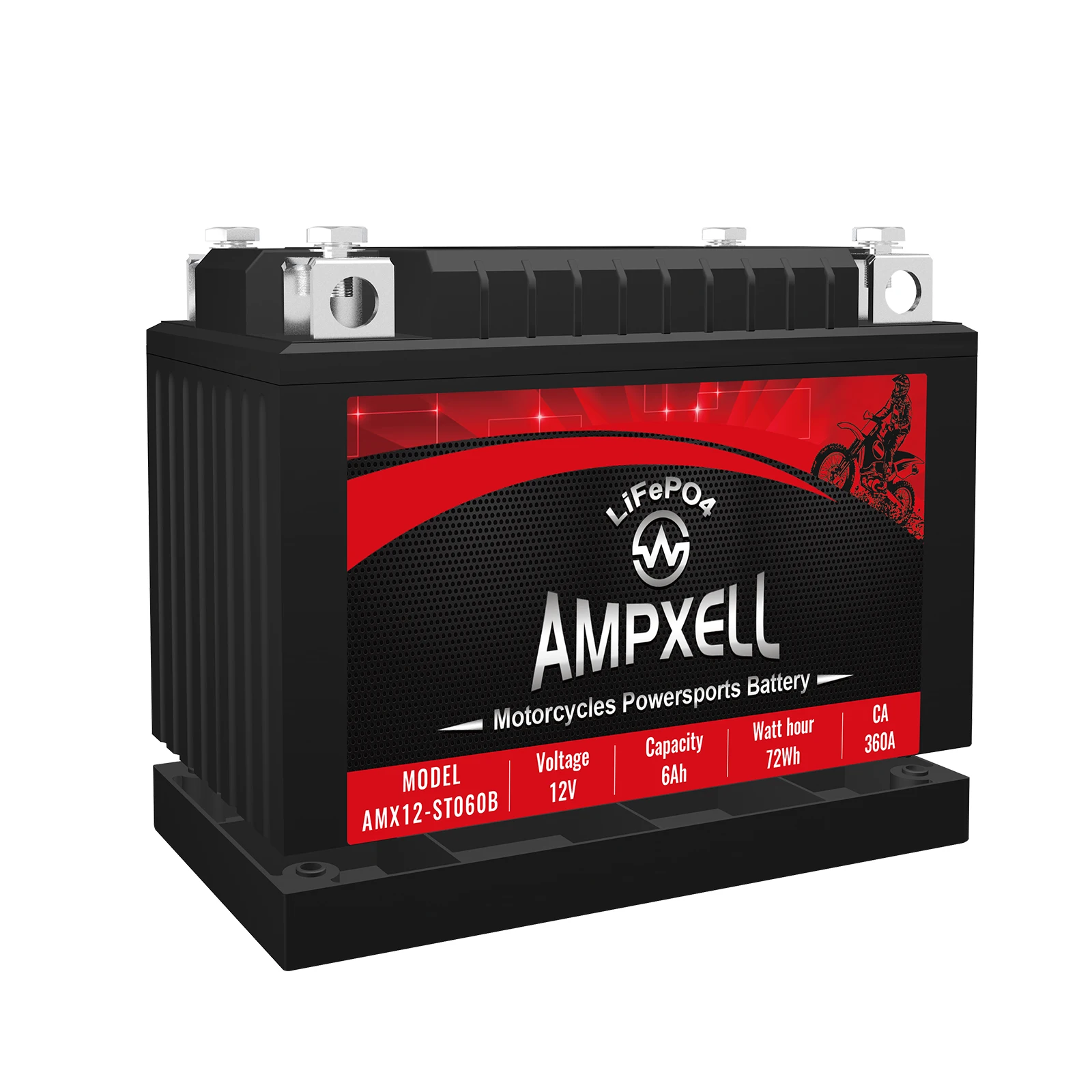 Factory Wholesale AMPXELL Ultra Light LiFePo4 Battery Motorcycle Starting Batteries 12V 6000mAh 75Wh for YT12A-B2/YTZ12S-BS