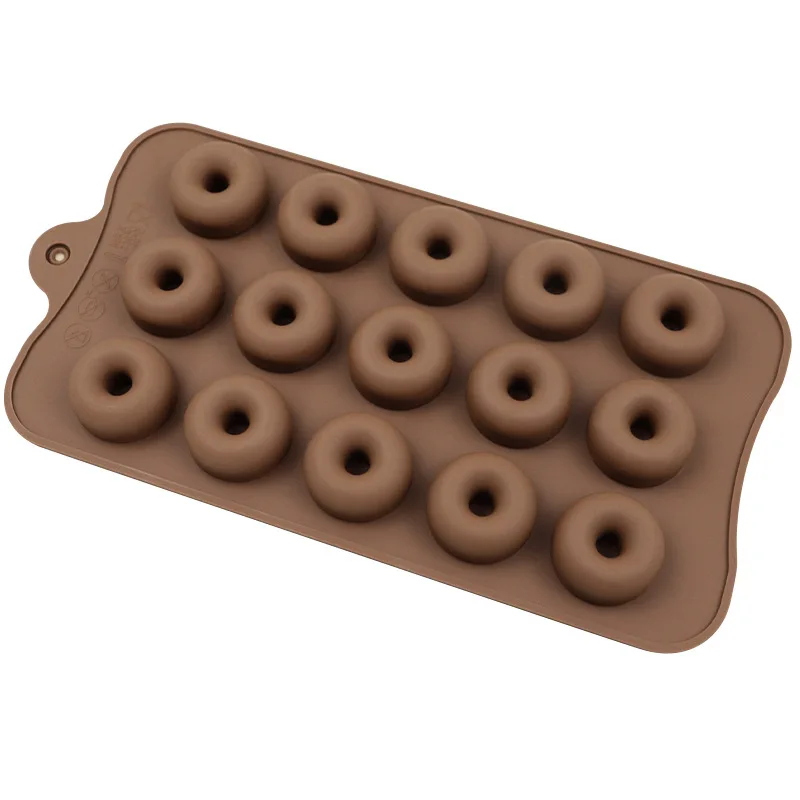 New Silicone Chocolate Molds 15 Cavity Donut Shape Silicon Candy Gummy Molds Baking Tools Cupcake Cake 3D Decorations