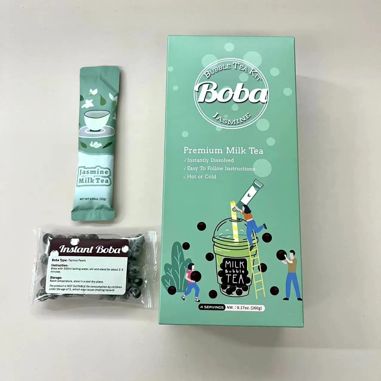 No. 1 Instant Boba Tea Kit Matcha Powder Milk Tea Powder with PLA Straw