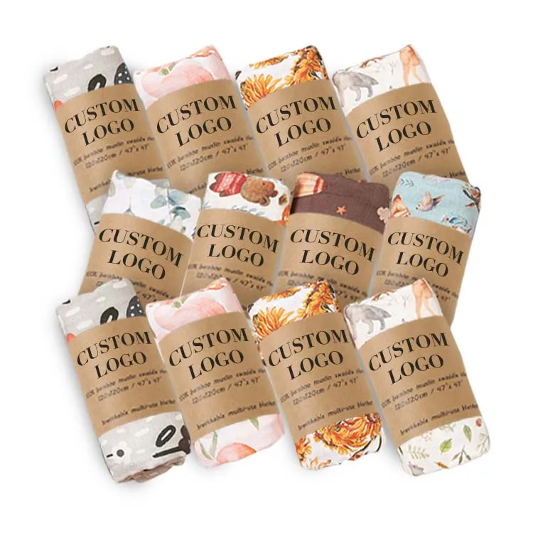 Soft baby muslin swaddle blanket wholesale 100% organic custom muslin swaddle blanket