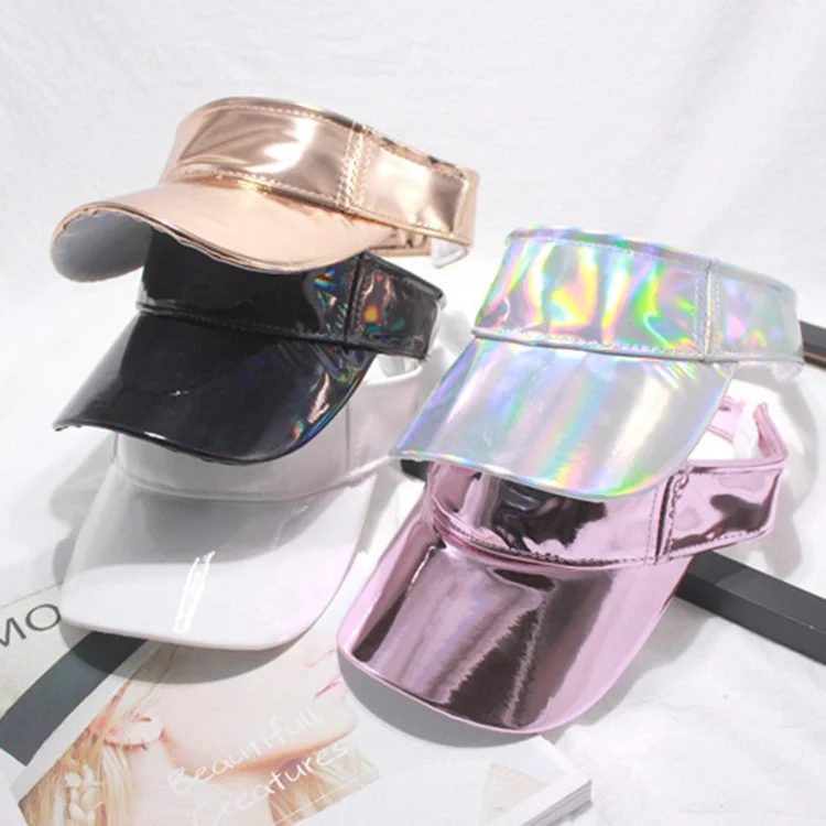 Summer Breathable Colorful Laser Baseball Cap Sun Visors Sunscreen Empty Top Hat
