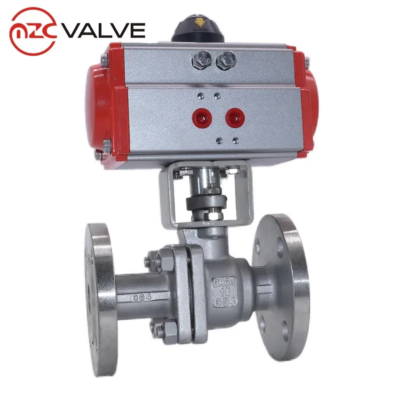 DN50 2 Inch 12V 24V Ss304 Stainless Steel Pneumatic Actuator Flange 2pcs Ball Valve with