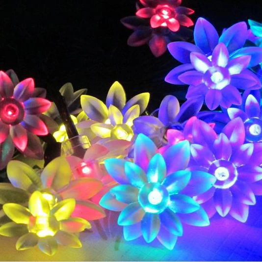 Lotus Flower IP65 Solar Lights Outdoor String Solar Led Christmas Lights