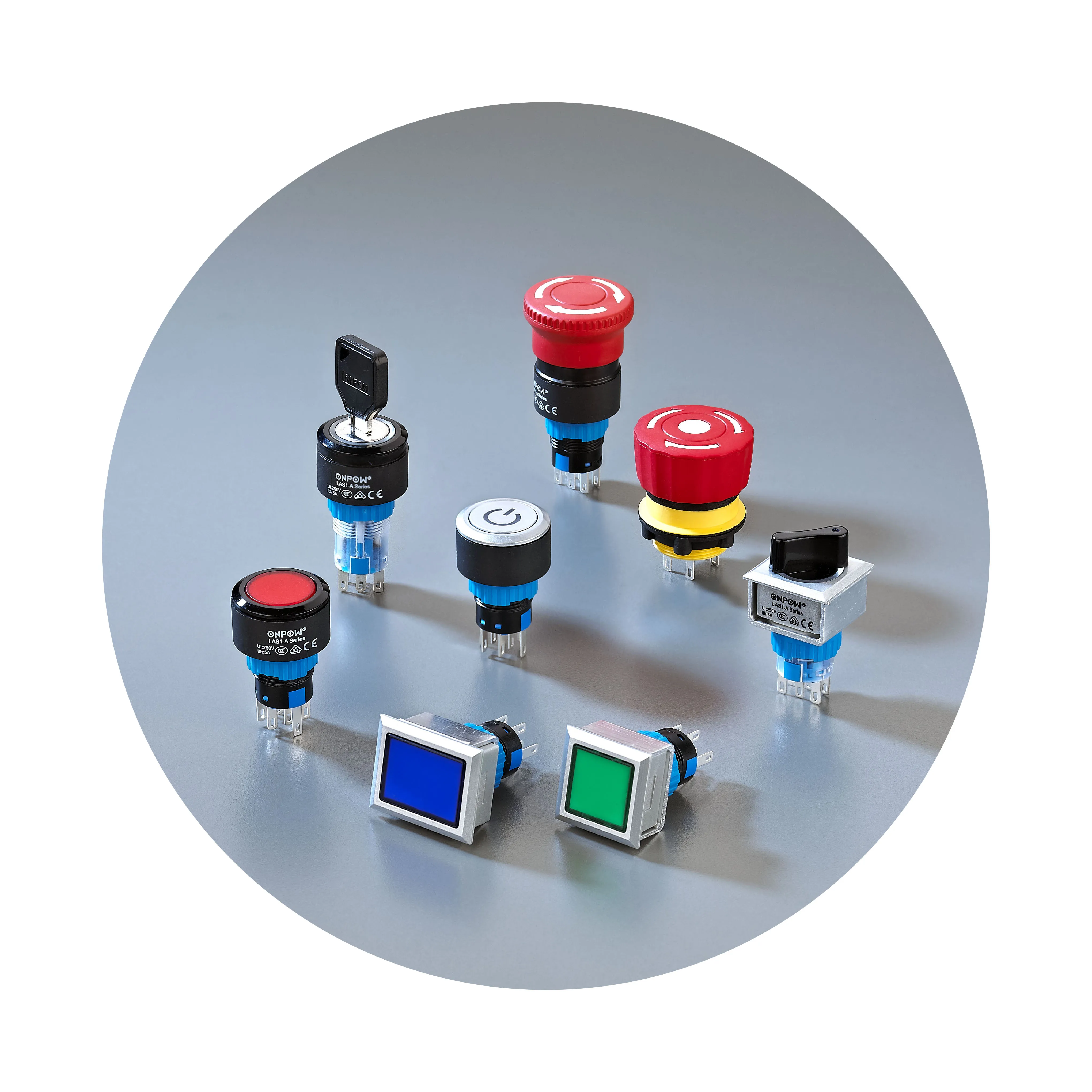 Кнопочный переключатель ONPOW (серия LAS1-A, 16 мм, UL508,CE,CCC,ROHS,REACH)