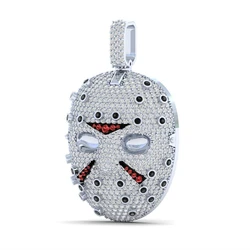 Wholesale Hip Hop Rapper Hockey Mask Necklace Jewelry Gold Plated Iced Out Cz Diamond Jason Voorhees Mask Pendant