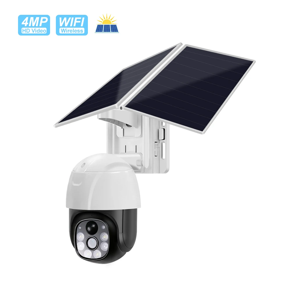 HD 4MP IP Camera Solar System Passive Infrared Detection Low Power Wifi Camera 4g Globe Camera Solar Outdoor